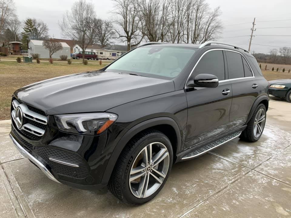 Black Mercedes-Benz GLE exterior detailing with wax finish in Live Oak