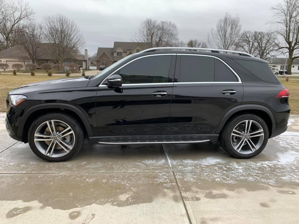 Black Mercedes-Benz GLE exterior detailing with wax finish in Milpitas