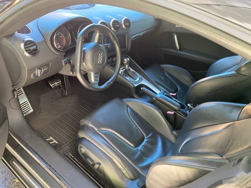 Black leather Audi TT interior with TT floor mat cleaned in Collierville